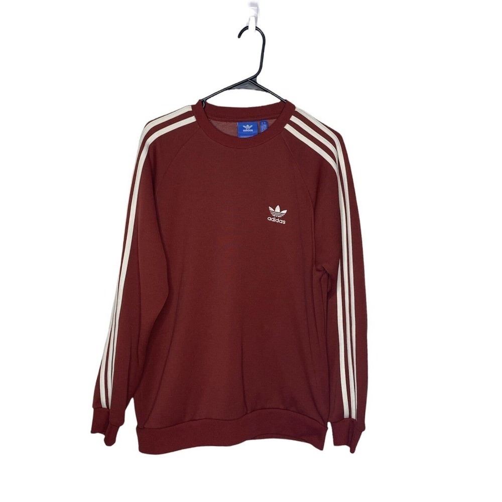 Adidas Long Sleeve Shirt SZ L Women’s Pullover Sweatshirt 3 Stripes Red
